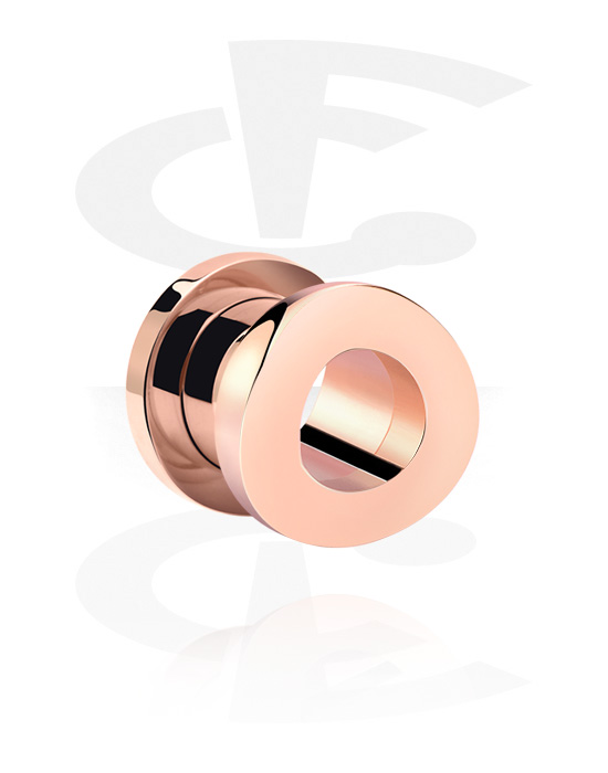 Tunnels & Plugs, Screw-on tunnel (surgical steel, rose gold, shiny finish) with concave front, Rose Gold Plated Surgical Steel 316L
