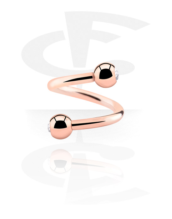 Spirale, Spirala s Kuglicama s draguljima, Kirurški čelik pozlaćen ružičastim zlatom 316L
