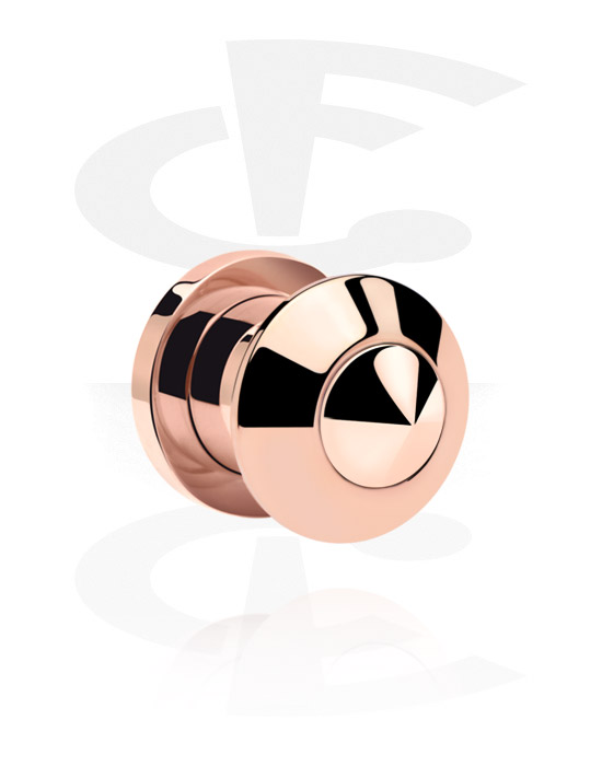Tunnels & Plugs, Screw-on tunnel (surgical steel, rose gold, shiny finish) with convex front, Rose Gold Plated Surgical Steel 316L