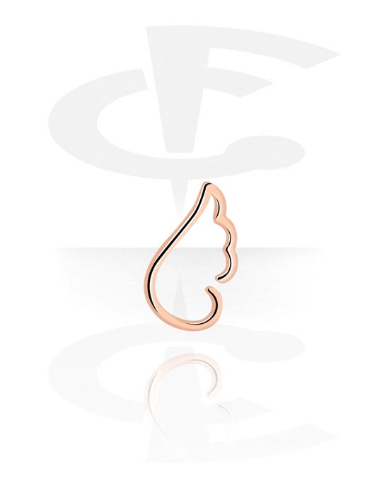 Piercingové kroužky, Spojitý kroužek ve tvaru křídla (chirurgická ocel, růžové zlato, lesklý povrch), Chirurgická ocel 316L pozlacená růžovým zlatem