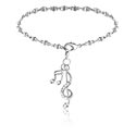 Náramky, Retiazkový náramok s prívesok hudobná nota a kryštálové kamene, Chirurgická oceľ 316L