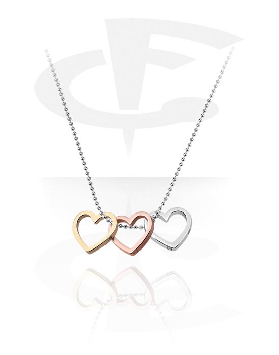 Necklaces, Fashion Necklace with heart pendant, Plated Brass