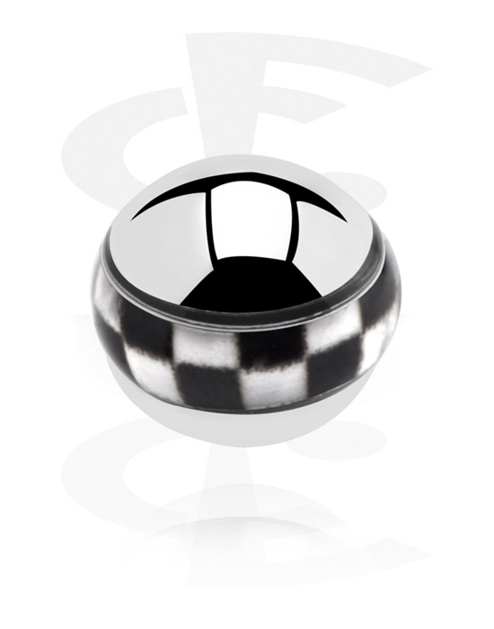 Kulor, stavar & mer, Ball for 1.6mm threaded pins (surgical steel, silver, shiny finish) med checkered pattern, Kirurgiskt stål 316L