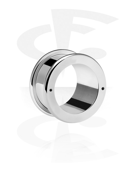 Tunnels & Plugs, Screw-on tunnel (surgical steel, silver, shiny finish) with holes for attachments, Surgical Steel 316L