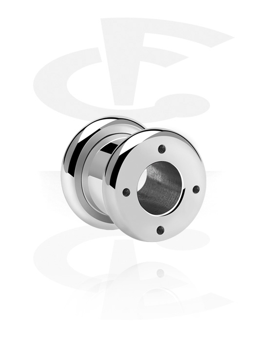 Tunnels & Plugs, Screw-on tunnel (surgical steel, silver, shiny finish) with holes for attachments, Surgical Steel 316L