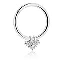 Anéis piercing, Multi-purpose clicker (aço cirúrgico, prata, acabamento brilhante) com pendente e pedras de cristal, Aço cirúrgico 316L