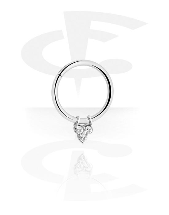 Piercinggyűrűk, Multi-purpose clicker (surgical steel, silver, shiny finish) val vel Dísz és Kristálykövek, Sebészeti acél, 316L