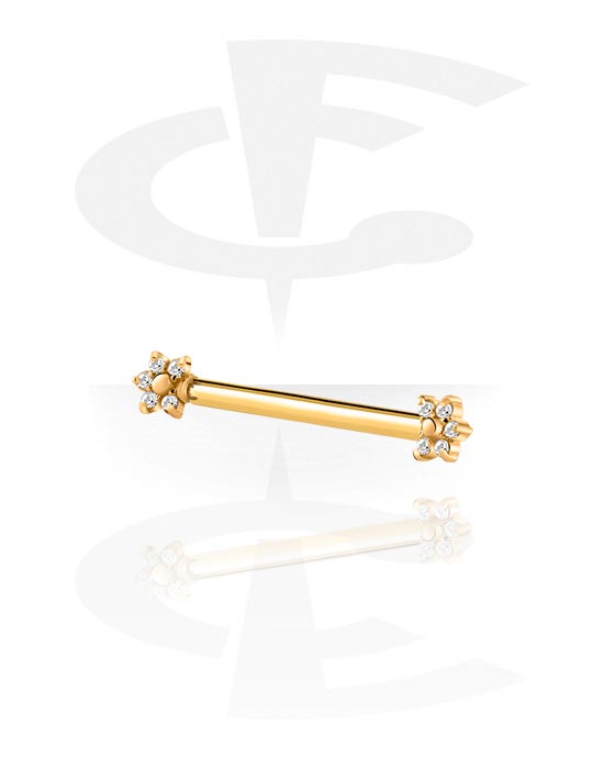 Nipple Piercings, Internally Threaded Nipple Barbell, Surgical Steel 316L, Gold Plated Surgical Steel 316L