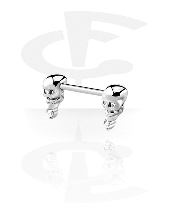 Internally Threaded Nipple Barbell with skull design (Surgical Steel