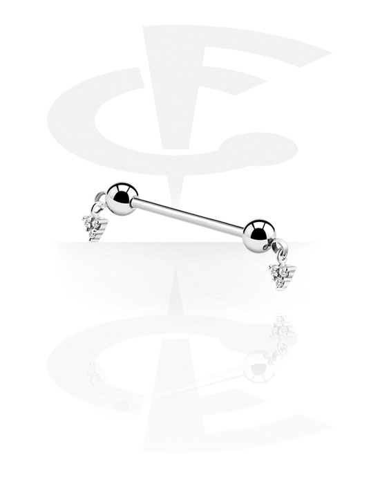 Internally Threaded Nipple Barbell with crystal stones (Surgical Steel