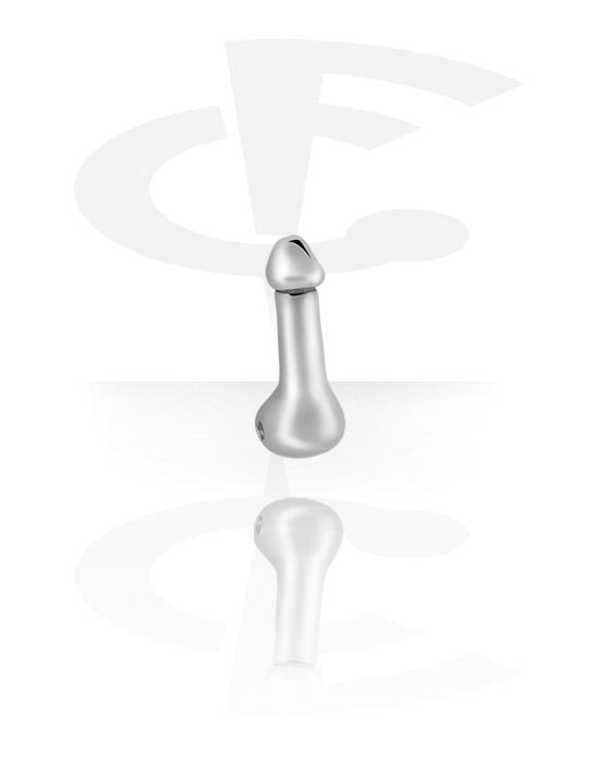 Kugler, stave m.m., Vedhæng til ring med kuglelukning (kirurgisk stål, sølv, blank finish), Kirurgisk stål 316L