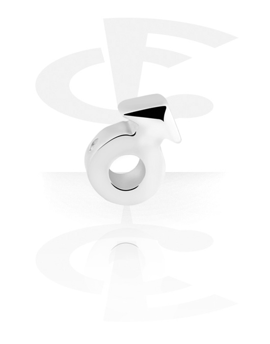 Palline, barrette e altro, Accessorio per ball closure ring (acciaio chirurgico, argento,finitura lucida) con simbolo di marte, Acciaio chirurgico 316L