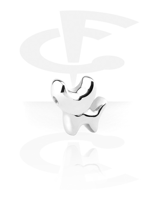 Kuličky, kolíčky a další, Koncovka pro kroužky s kuličkou (chirurgická ocel, stříbrná, lesklý povrch) s designem kočka, Chirurgická ocel 316L