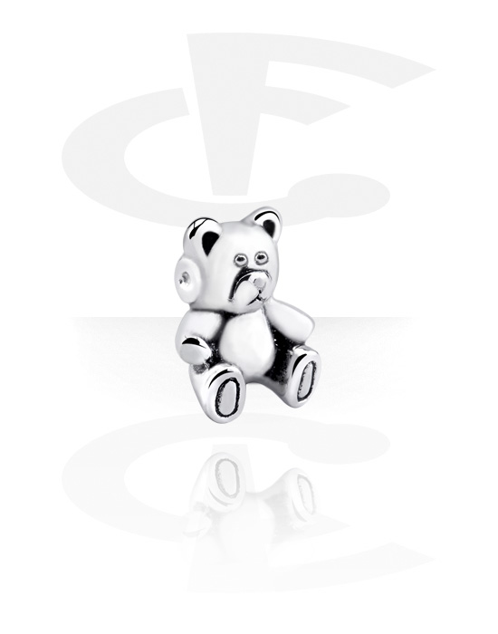 Kuličky, kolíčky a další, Koncovka pro kroužky s kuličkou s designem roztomilý medvídek, Chirurgická ocel 316L