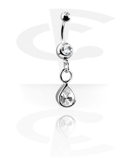 Curved Barbells, Double Jeweled Banana with Charm, Surgical Steel 316L