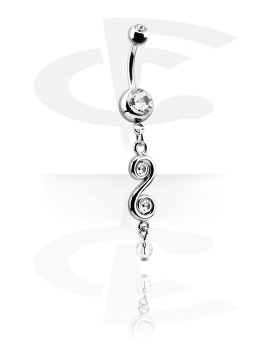 Curved Barbells, Double Jewelled Banana with Charm, Surgical Steel 316L