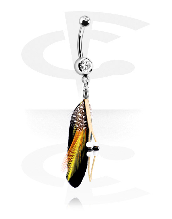 Bøyde barbeller, Double Jewelled Banana with Charm, Surgical Steel 316L