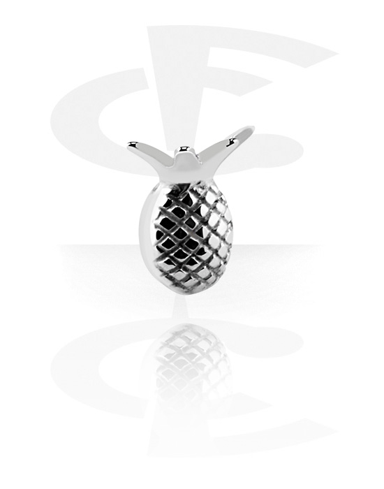 Balls, Pins & More, Attachment for 1.6mm threaded pins (surgical steel, silver, shiny finish) with pineapple design, Surgical Steel 316L
