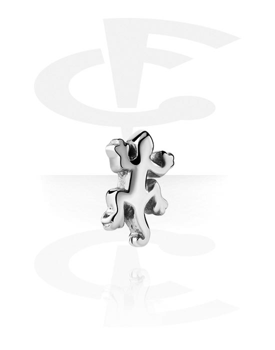 Kulor, stavar & mer, Attachment for 1.6mm threaded pins (surgical steel, silver, shiny finish) med gecko design, Kirurgiskt stål 316L