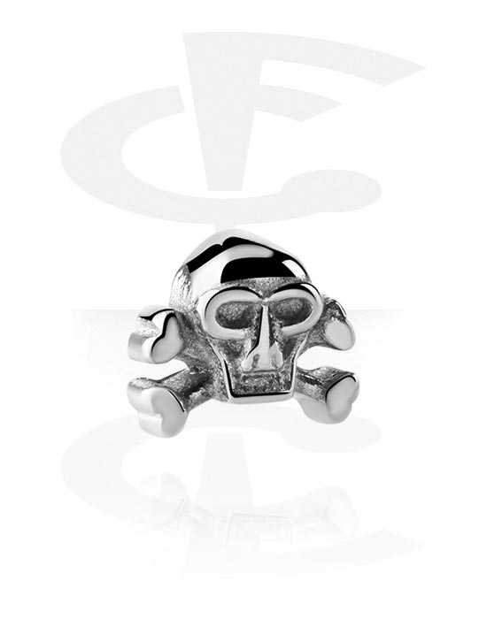 Golyók, tűk és egyebek, Attachment for Push fit pins (surgical steel, silver, shiny finish) val vel bull skull design , Sebészeti acél, 316L