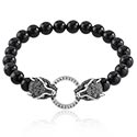 Náramky, Náramok z korálikov s Goat head design a kryštálové kamene, Polodrahokam ,  Chirurgická oceľ 316L