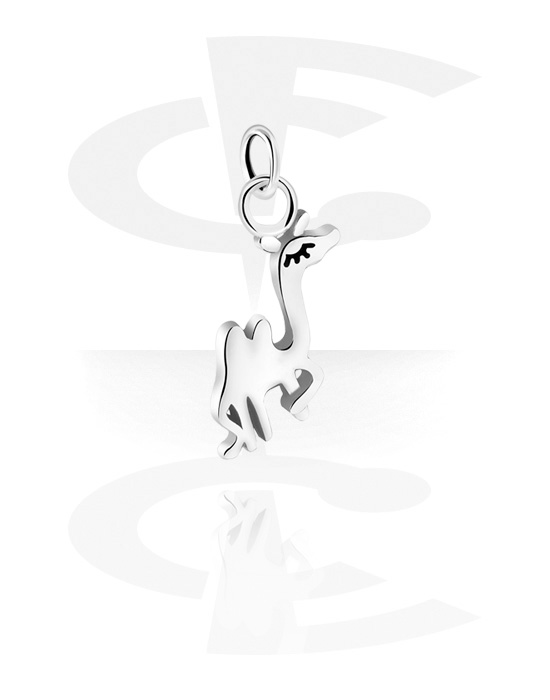 Balls, Pins & More, Charm (surgical steel, silver, shiny finish) with camel design, Surgical Steel 316L