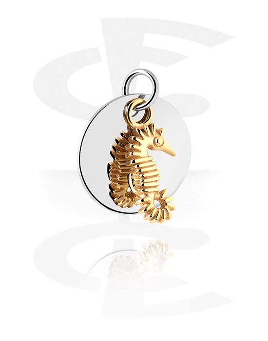 Balls, Pins & More, Charm (surgical steel, silver, shiny finish) with seahorse design, Surgical Steel 316L