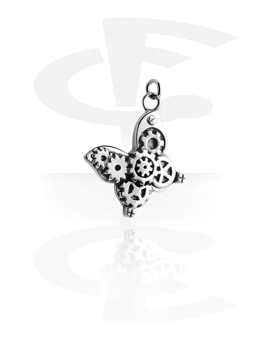 Balls, Pins & More, Charm (surgical steel, silver, shiny finish) with steampunk design, Surgical Steel 316L