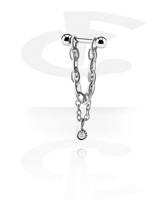 Helix & tragus, Helix-piercing med krystaller, Kirurgisk stål 316L