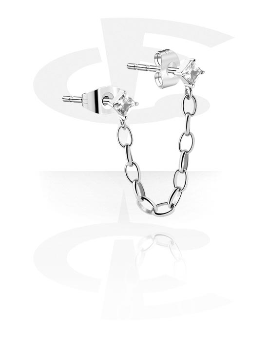 Øreringe, ørestikker og skjolde, Ørestikker med krystaller, Kirurgisk stål 316L