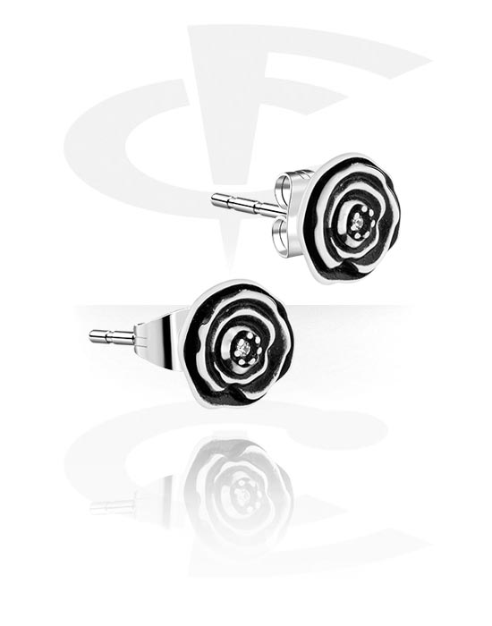 Earrings, Studs & Shields, Ear Studs with rose design, Surgical Steel 316L