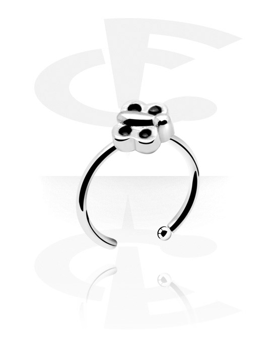 Nose Jewelry & Septums, Open nose ring (surgical steel, silver, shiny finish) with butterfly design, Surgical Steel 316L