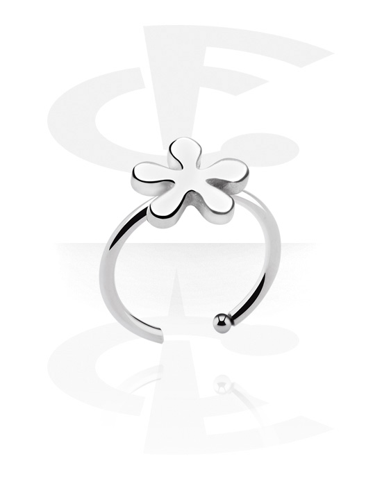 Nose Jewellery & Septums, Open nose ring (surgical steel, silver, shiny finish) with attachment, Surgical Steel 316L