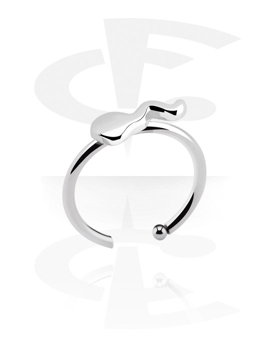 Nesestaver og -ringer, Åpen nesering (kirurgisk stål, sølv, skinnende finish) med spermdesign, Kirurgisk stål 316L