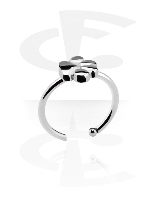 Nose Jewellery & Septums, Open nose ring (surgical steel, silver, shiny finish) with paw attachment, Surgical Steel 316L