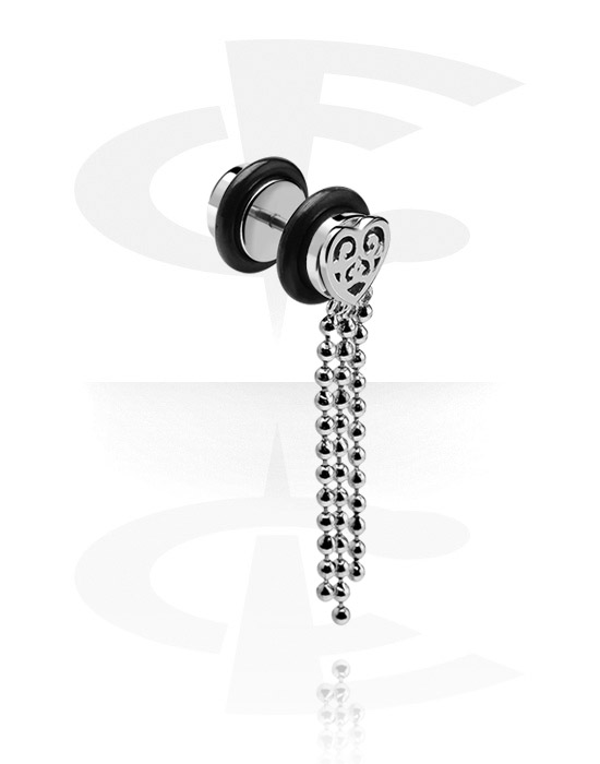 Falešné piercingové šperky, Fake Plug with Chain, Surgical Steel 316L