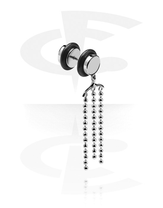 Imitacja biżuterii do piercingu, Fake Plug with Chain, Surgical Steel 316L