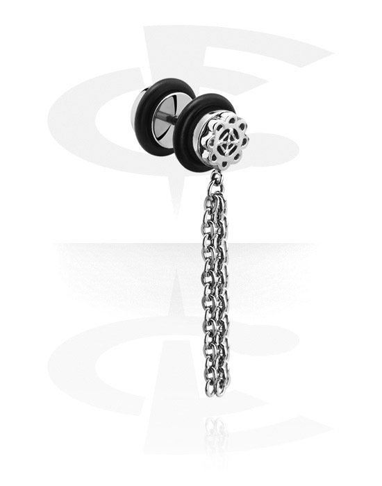 Falešné piercingové šperky, Fake Plug with Chain, Surgical Steel 316L