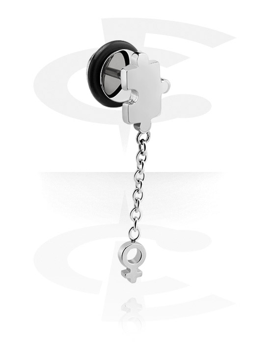 Imitacja biżuterii do piercingu, Fake Plug with Charm, Surgical Steel 316L