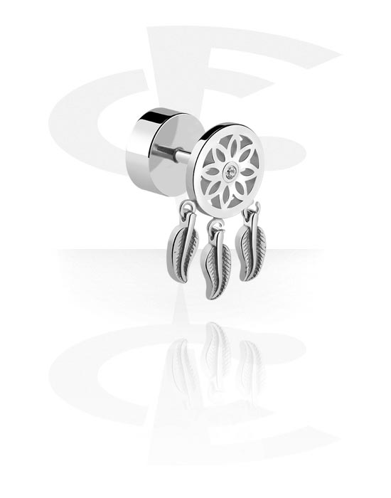 Fake Piercings, Fake Plug with dreamcatcher design, Surgical Steel 316L