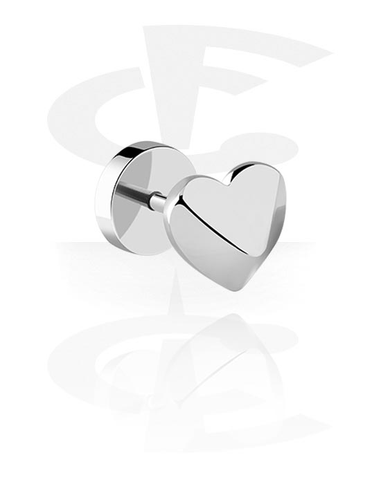 Falešné piercingové šperky, Falešný plug s designem srdce, Chirurgická ocel 316L