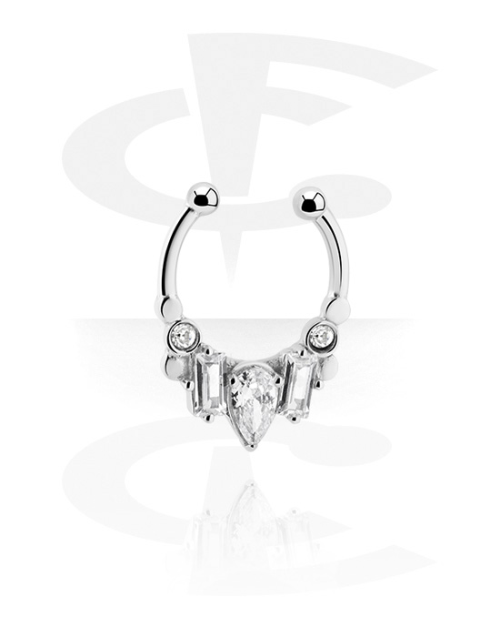 Fake Piercings, Fake septum with crystal stones, Surgical Steel 316L