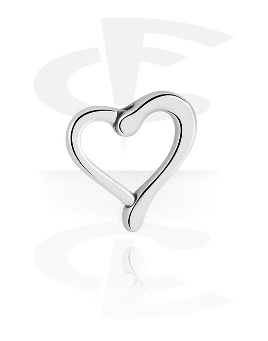 Kółka do piercingu, Kółko rozginane w kształcie serca (stal chirurgiczna, srebro, błyszczące wykończenie), Stal chirurgiczna 316L
