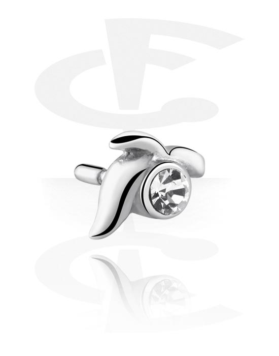 Kulor, stavar & mer, Attachment for Push fit pins (surgical steel, silver, shiny finish) med kristallsten, Kirurgiskt stål 316L