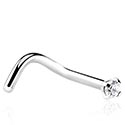 Piercings nez & Septums, Piercing nez incurvé (acier chirurgical, argent, finition brillante) avec pierre en crystal, Acier chirurgical 316L
