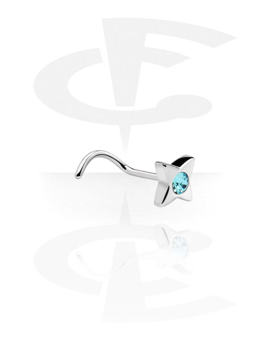 Kolczyki do nosa, Curved Jeweled Nose Stud, Surgical Steel 316L