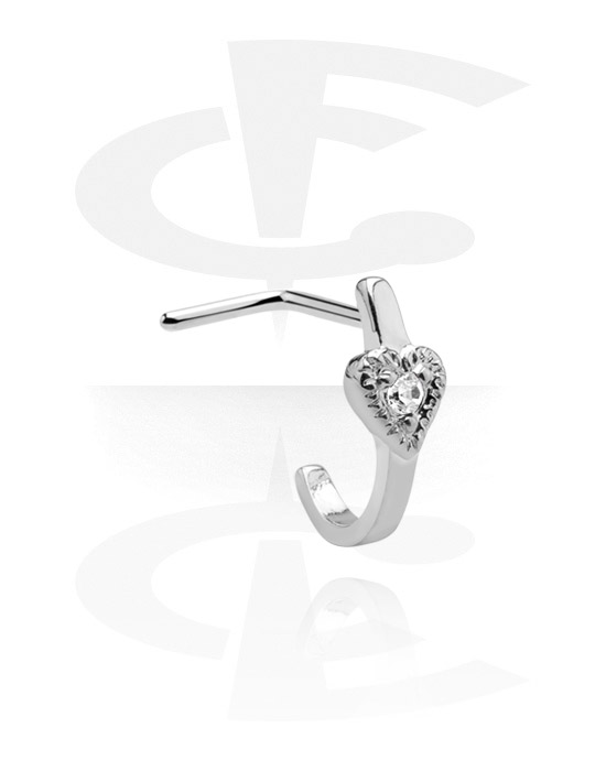 Kolczyki do nosa, Curved Jewelled Nose Stud, Surgical Steel 316L