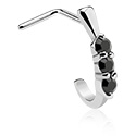 Piercings nez & Septums, Piercing nez en L (acier chirurgical, argent, finition brillante) avec pierres en cristal, Acier chirurgical 316L