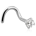 Piercings nez & Septums, Piercing nez incurvé (acier chirurgical, argent, finition brillante) avec pierre en crystal, Acier chirurgical 316L