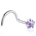 Nosovky a krúžky do nosa, Zahnutá nosovka (chirurgická oceľ, strieborná, lesklý povrch) s Kryštálový kameň, Chirurgická oceľ 316L